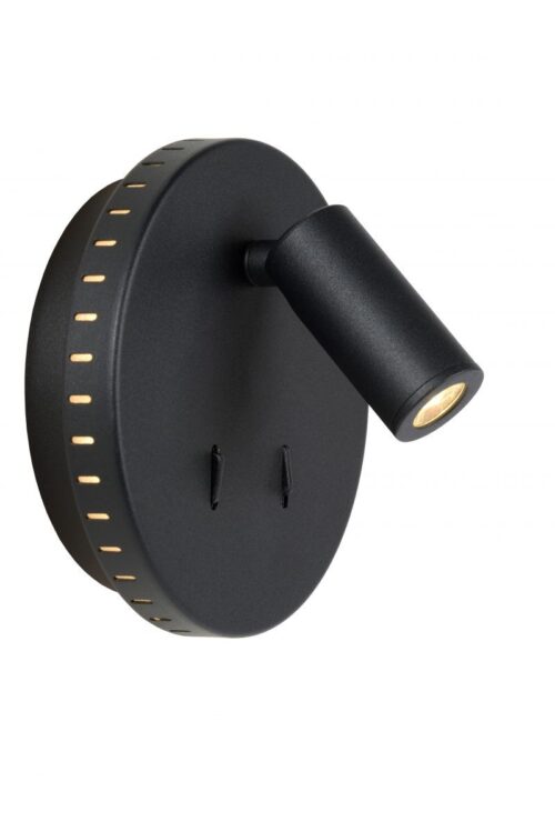 Lucide 79201/09/30 LED Nástěnní svítidlo s vypínačem | Teplá bílá | Černá | 6W