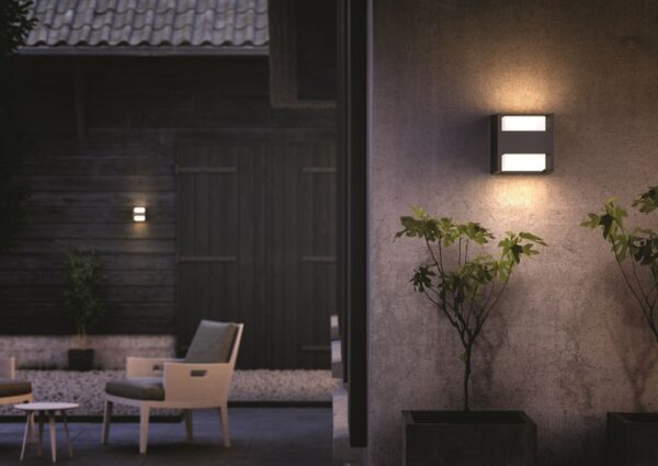 Philips 16459/93/16 Arbour LED Nástěnné venkovní světlo | Teplá bílá | 2x4,5W | Černá
