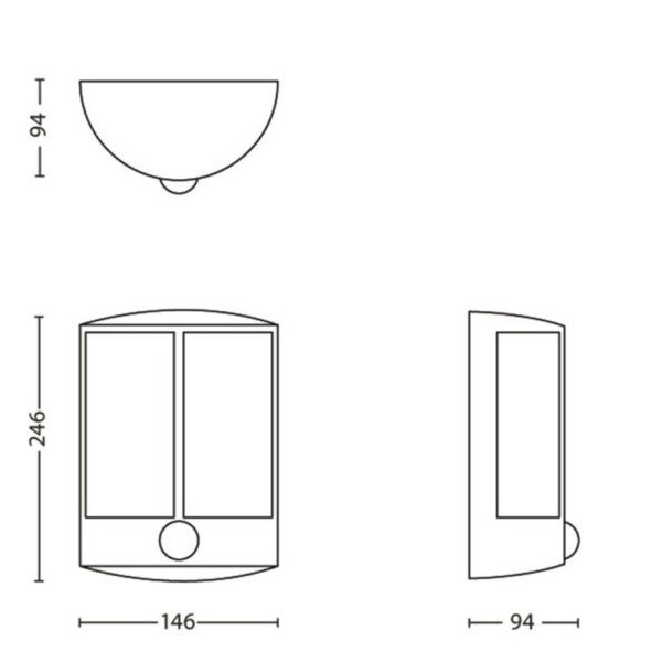 Philips 16465/93/16 Stock LED Nástěnné venkovní světlo | Teplá bílá | 6W | Černá