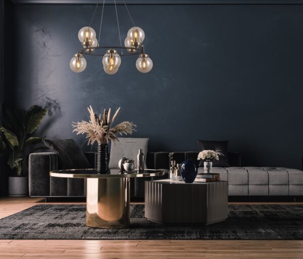 Italux 5900644316312 Skleněný lustr | E14 | Černá