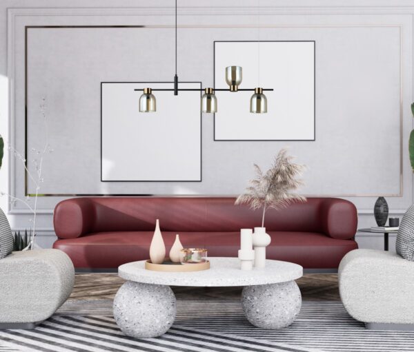 Italux 5900644439424 Lustr | E14 | Barevný kov | Černá | Mosaz | Žlutá