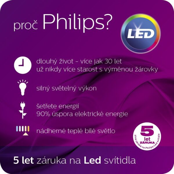 Philips 17297/30/16 Yarrow LED Nástěnné venkovní světlo | Teplá bílá | 6W | Černá