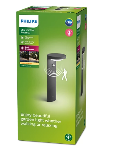 Philips 8719514476851 Tyla LED Nástěnné venkovní světlo | Teplá bílá | Černá | 9W