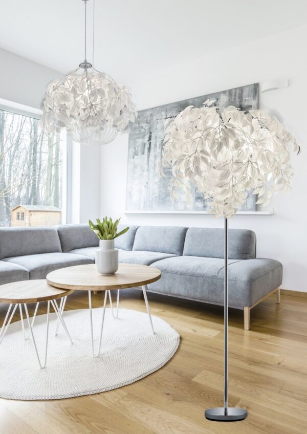 Trio R40463001 Leavy Stojací lampa | E14 | Chrom | Kov
