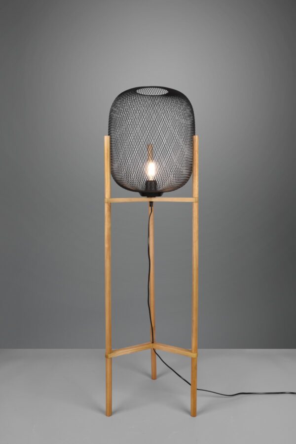 Trio R40561032 Calimero Dřevěná stojací lampa | E27 | Černá