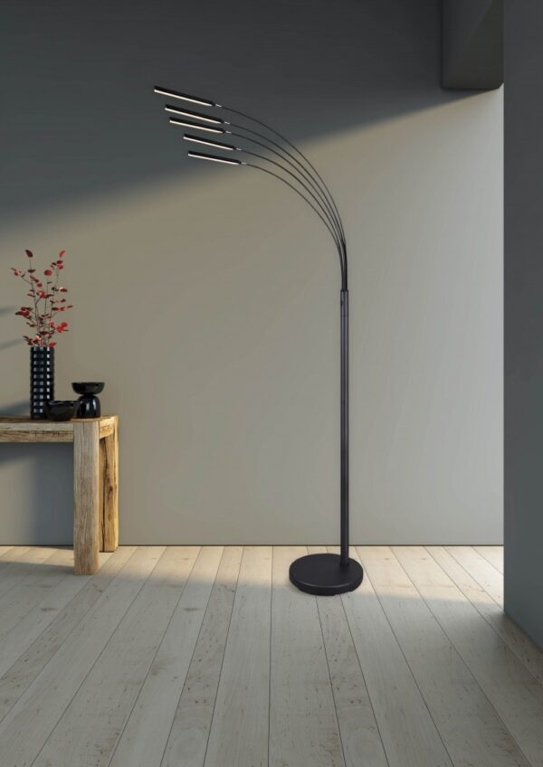 Trio R41031507 Reed LED Stmívatelná stojací lampa | Teplá bílá | 4W | Kov | Nikl