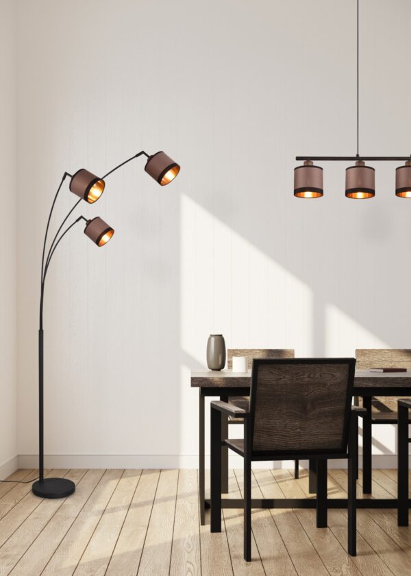 Trio R41553041 Stojací lampa s textilním stínidlem | E14 | Černá