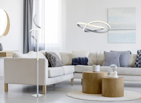 Trio R42051107 Course LED Stmívatelná stojací lampa | Teplá bílá | 11W | Kov | Nikl