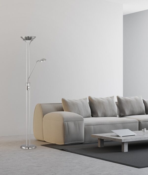 Trio R42292107 Spock LED stojací lampa | Teplá bílá | 20W | Kov | Nikl