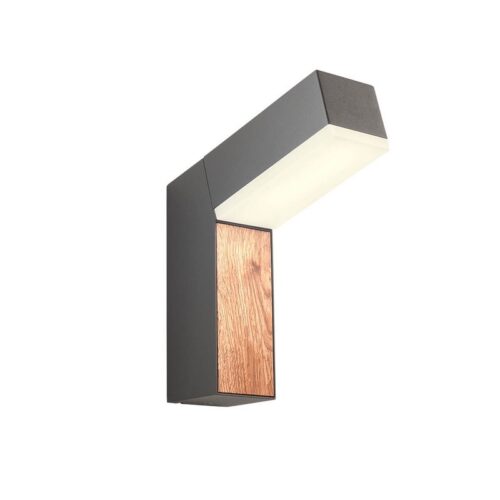 Redo 90510 LED Nástěnné venkovní světlo | Teplá bílá | Dřevo | Šedá