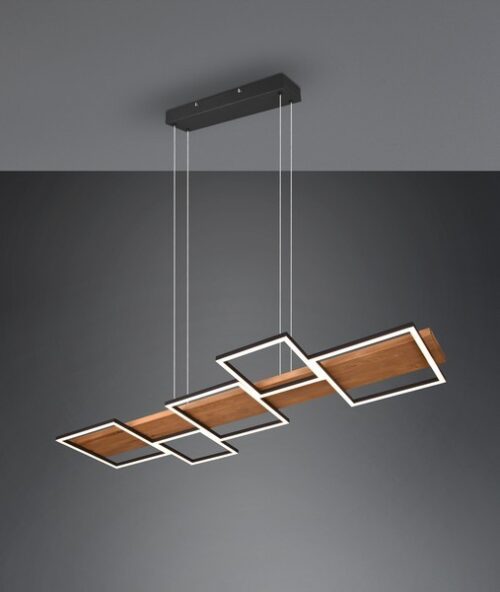 Trio 322910532 Harper LED Přisazené stropní svítidlo | Teplá bílá | Černá | Dřevo | 42W