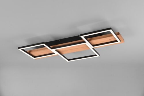 Trio 622910332 Harper LED Přisazené stropní svítidlo | Teplá bílá | Černá | Dřevo | 30W