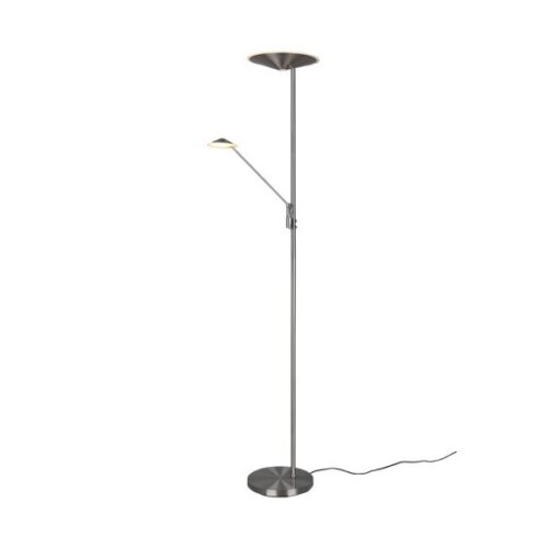 Trio 425610207 Brantford LED Stmívatelná stojací lampa | Teplá bílá | Kov | Nikl | 30 +6,5W