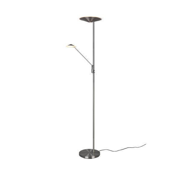 Trio 425610207 Brantford LED Stmívatelná stojací lampa | Teplá bílá | Kov | Nikl | 30 +6,5W