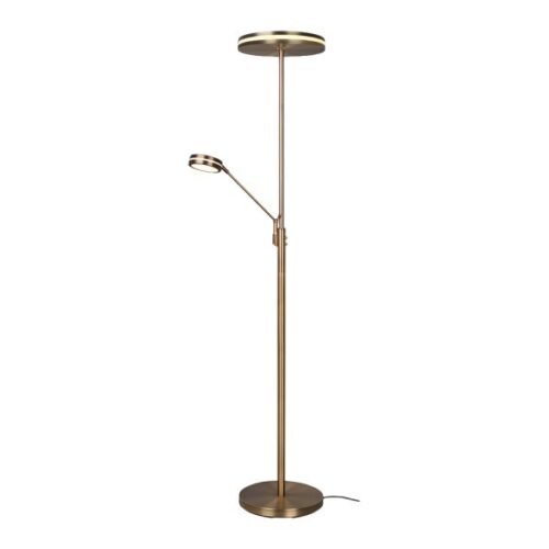 Trio 426510204 Franklin LED Stmívatelná stojací lampa | 35+,6,5W | Barevný kov | Mosaz