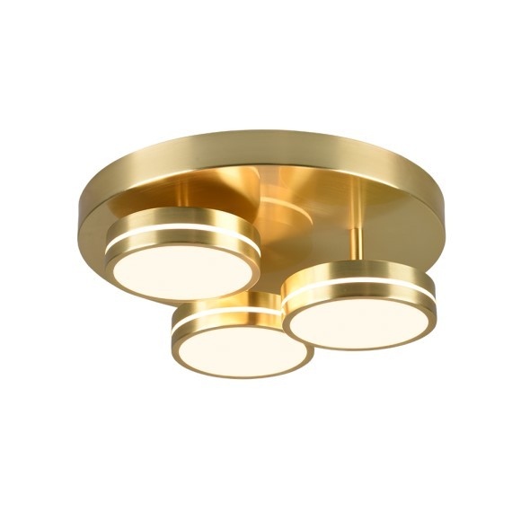 Trio 626510308 Franklin LED Přisazené stropní svítidlo | Teplá bílá | 3x8,5W | Barevný kov | Mosaz