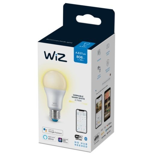 WiZ 8718699786038 Dimmable Smart LED Smart žárovka E27 | Teplá bílá | 8W | 2