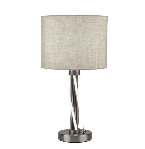 Searchlight 9600EU7564SS Vegas Stolní lampička | E27 | Bílá | Kov | Stříbrná