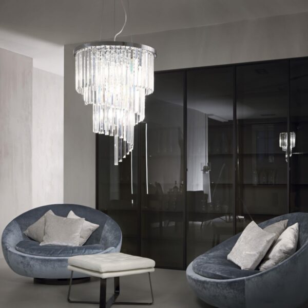 Ideal lux 166247 Carlton Křišťálový lustr | E14 | Chrom | Kov