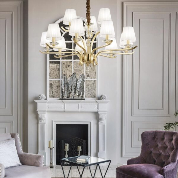 Ideal lux 197746 Ottone Lustr | E14 | Barevný kov | Mosaz