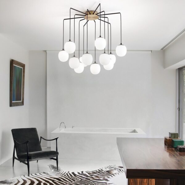 Ideal lux 236957 Rhapsody Skleněný lustr | G9 | Barevný kov | Mosaz