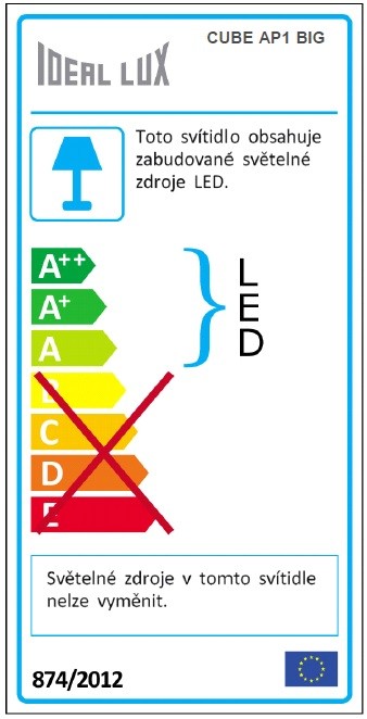 Ideal lux 161792 Cube Big LED nástěnní svítidlo | Teplá bílá | 12W