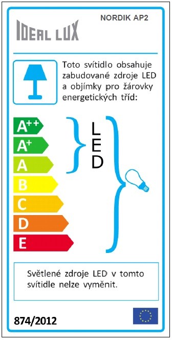 Ideal lux 158242 Nordik LED nástěnní svítidlo | Teplá bílá | Černá | 40/1W