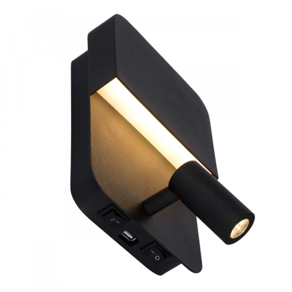 Lucide 79200/08/30 LED nástěnní svítidlo | Teplá bílá | 8W | Černá