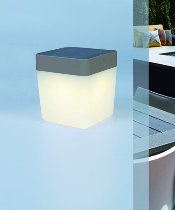 Lutec 6908001337 Table Cube LED venkovní svítidlo | Teplá bílá | 1W | Šedá