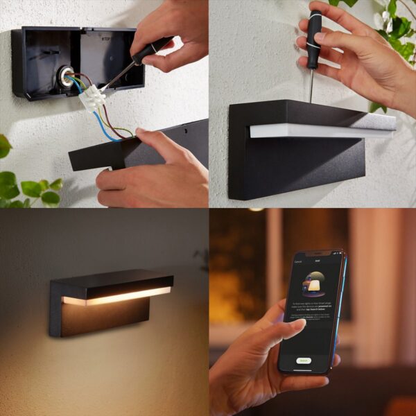 Philips Hue 17456/30/P7 Smart LED Nástěnné venkovní světlo | RGB | Variabilní | 13,5W | Černá
