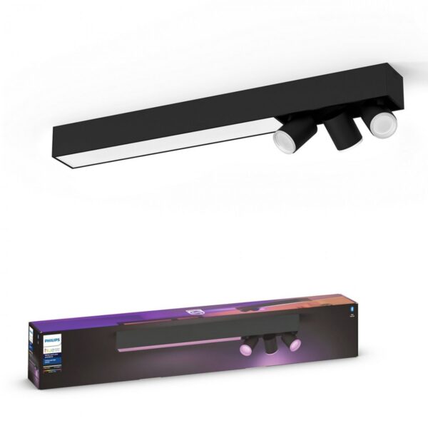 Philips Hue 50609/30/P7 Smart LED Přisazený lustr | RGB | Variabilní | Černá | 3x5,7W