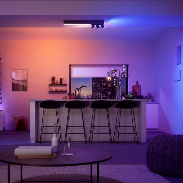 Philips Hue 50609/30/P7 Smart LED Přisazený lustr | RGB | Variabilní | Černá | 3x5,7W