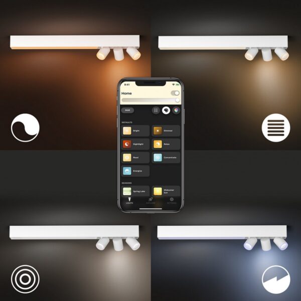 Philips Hue 50609/31/P7 Smart LED Přisazený lustr | RGB | Variabilní | Bílá | 3x5,7W | 2
