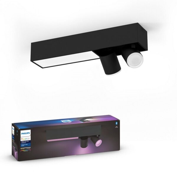 Philips Hue 50610/30/P7 Smart LED Přisazený lustr | RGB | Variabilní | Černá | 2x5,7W