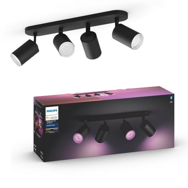 Philips Hue 50634/30/P7 Smart LED bodové svítidlo | RGB | Variabilní | Černá | 4x5,7W