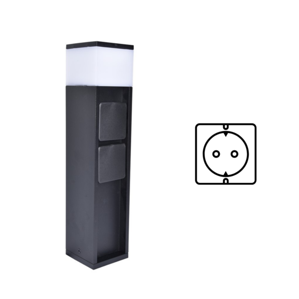 Lutec 7202201012 Mains Smart LED Zahradní zásuvkový sloupek | Teplá bílá | 11W | Černá | zásuvka schuko