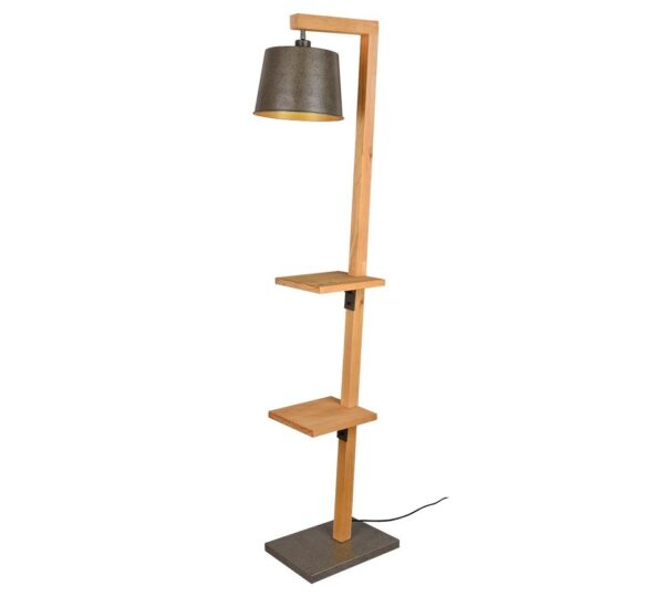 Trio 402690167 Clark Dřevěná stojací lampa | E27 | Kov | Nikl