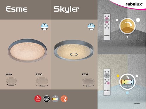 Rabalux 2297 LED Stropní svítidlo s ovladačem | Variabilní | 22W | Chrom | Kov