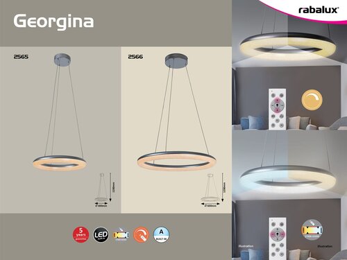 Rabalux 2565 Georgina LED Moderní stropní svítidlo | Přírodní bílá | 24W | Chrom | Kov