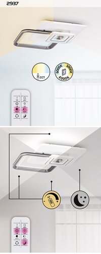 Rabalux 2937 Stregobor LED Stropní svítidlo s ovladačem | Variabilní | Stmívatelné | 48W | Bílá | Šedá