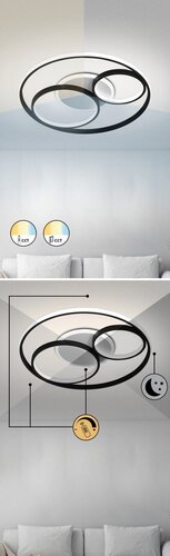 Rabalux 3335 Aquila LED Stropní svítidlo s ovladačem | Variabilní | Stmívatelné | 50W | Bílá | Černá