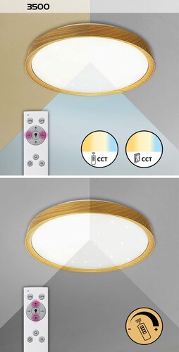 Rabalux 3500 Sherwood LED Stropní svítidlo s ovladačem | Variabilní | Stmívatelné | 50W | Bílá | Dřevo