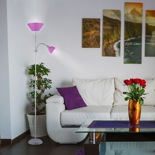 Rabalux 4020 Action Stojací lampa | E27 | Fialová | Kov | Stříbrná