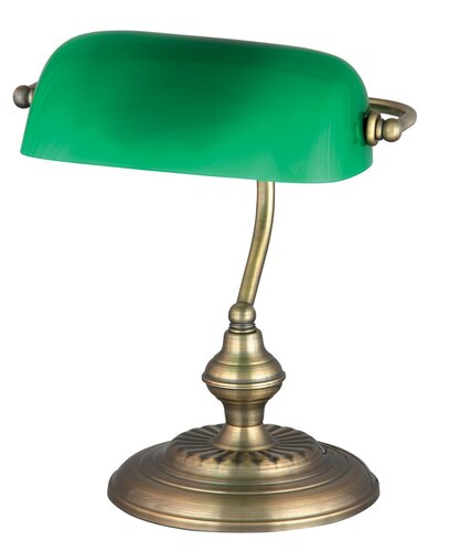 Rabalux 4038 Bank Klasická stolní lampička | E27 | Barevný kov | Bronz | Zelená