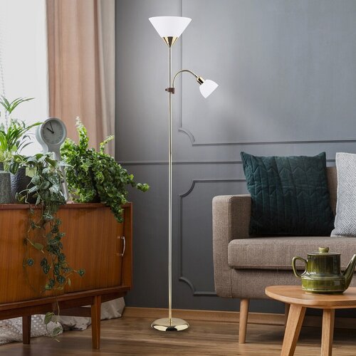 Rabalux 4060 Action Stojací lampa | E27 | Barevný kov | Bílá | Zlatá