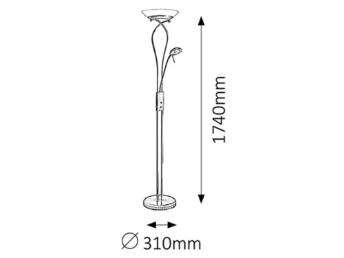 Rabalux 4077 Gamma Stmívatelná stojací lampa | R7S | Teplá bílá | Stmívatelné | Chrom | Kov