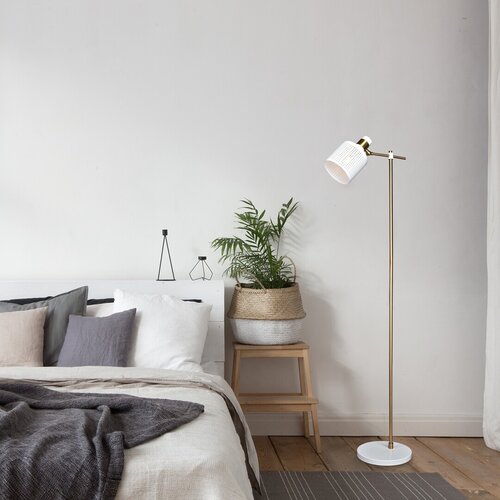 Rabalux 5091 Alberta Stojací lampa | E27 | Barevný kov | Bílá | Zlatá