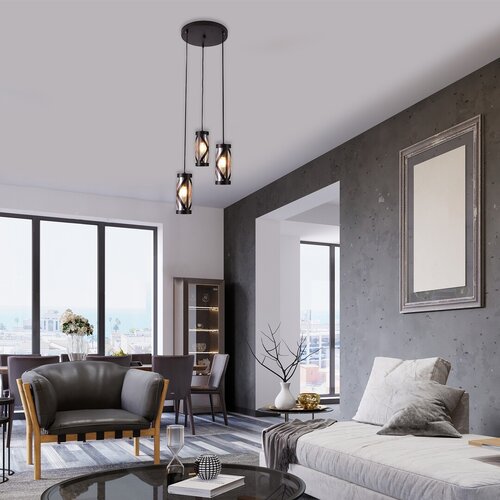 Rabalux 5339 Oberon Skleněný lustr | E14 | Hnědá
