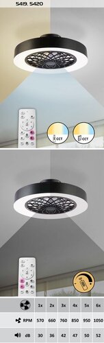 Rabalux 5419 Adonias LED Stropní svítidlo s ovladačem | Variabilní | Stmívatelné | 35W | Bílá | Černá