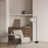 Rabalux 6639 Godric Stojací lampa s textilním stínidlem | E27 | Černá | Šedá